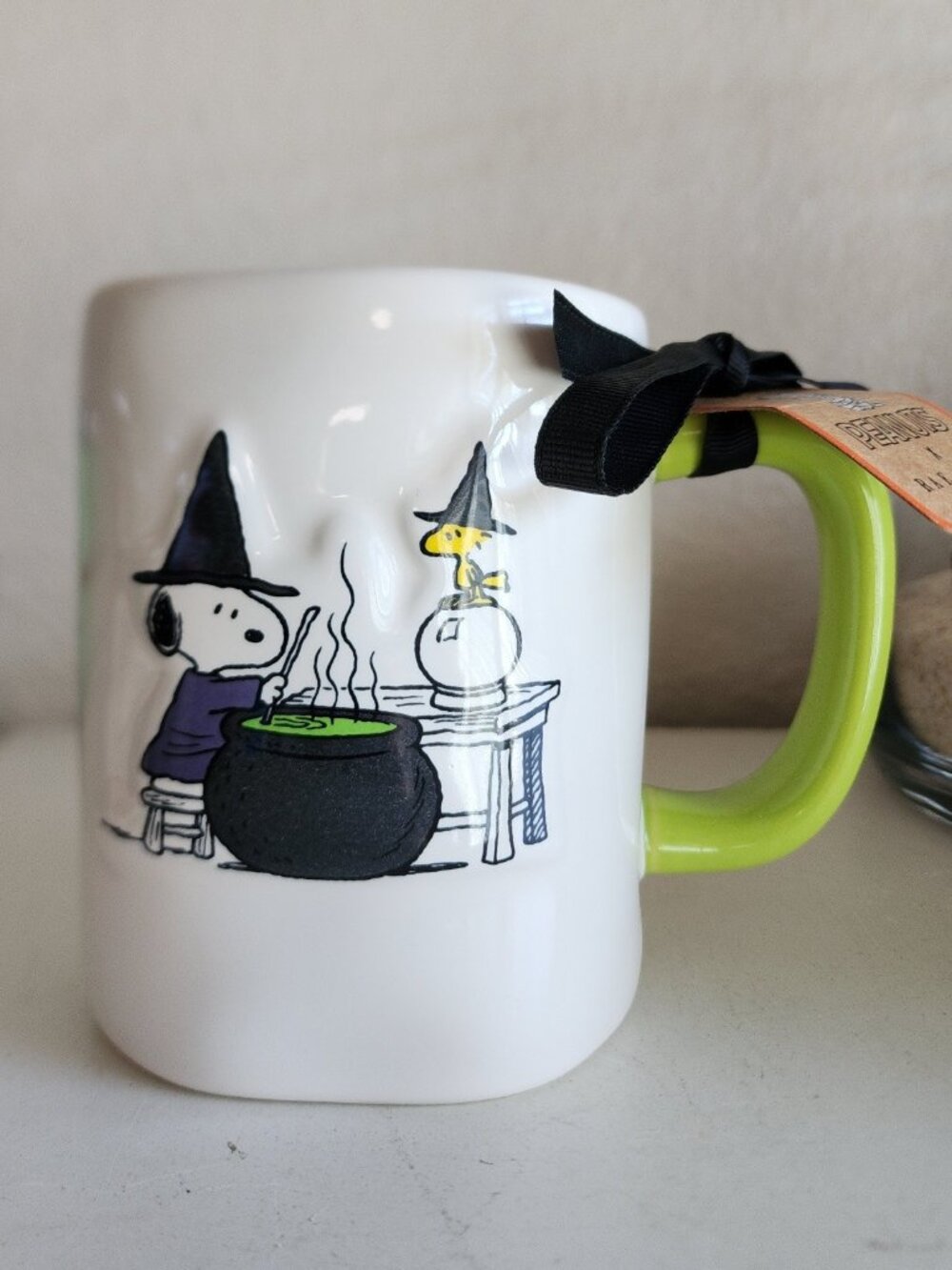 Rae Dunn Peanuts SNOOPY Woodstock Coffee Witch Mug HALLOWEEN Double Sided NWT